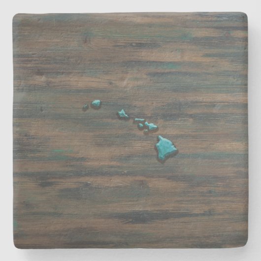 ハワイ州シェイプティール（緑がかった色） ストーンコースター (正面)