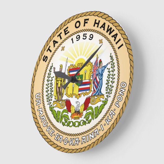 ハワイ州シールアメリカ共和国国旗 ラージ壁時計 (傾斜)