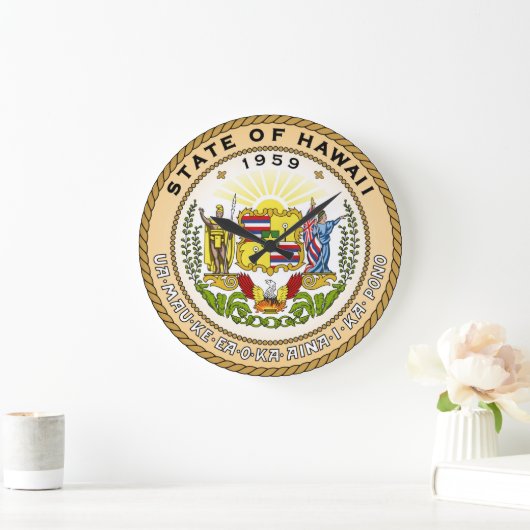 ハワイ州シールアメリカ共和国国旗 ラージ壁時計 (ホーム)