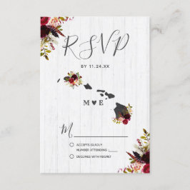 ハワイ州デスティネーションウェディング素朴RSVP 出欠カード