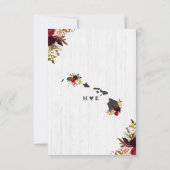 ハワイ州デスティネーションウェディング素朴RSVP 出欠カード (裏面)