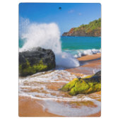 ハワイ州ビーチで波が衝突 クリップボード (裏面)