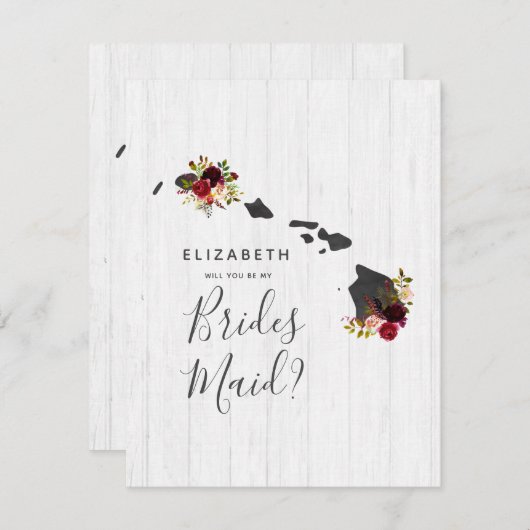 ハワイ州フローラは私の花嫁になる 招待状 (正面/裏面)