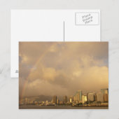 ハワイ州ホノルルに虹3 ポストカード (正面/裏面)