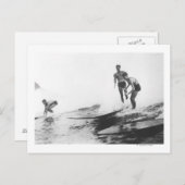 ハワイ州ホノルルのサーファーグループサーフィン ポストカード (正面/裏面)