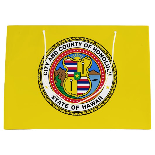 ハワイ州ホノルル市旗抱き枕 ラージペーパーバッグ (正面)