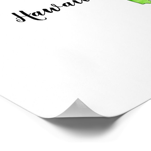 ハワイ州マップウォーターカラカラフルー ポスター (角)