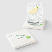 ハワイ州マップウォーターカラー ストーンコースター (横)