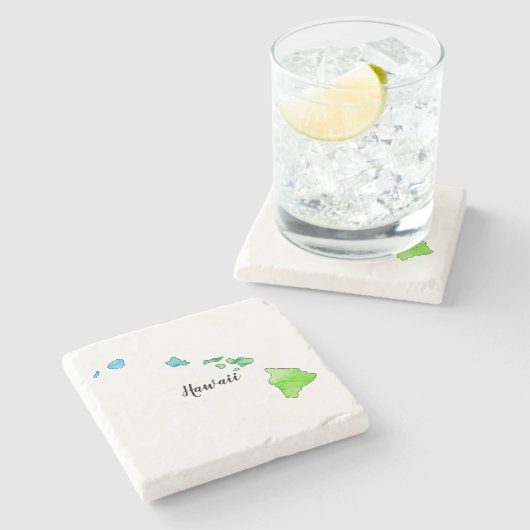 ハワイ州マップウォーターカラー ストーンコースター (横)