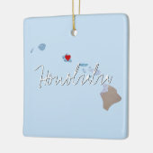 ハワイ州写真の挿入物と町名 セラミックオーナメント (左)