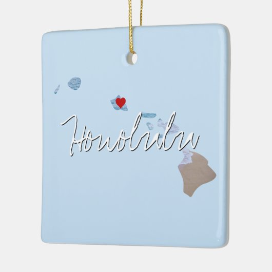 ハワイ州写真の挿入物と町名 セラミックオーナメント (左)