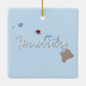 ハワイ州写真の挿入物と町名 セラミックオーナメント (裏面)