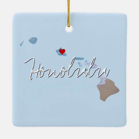 ハワイ州写真の挿入物と町名 セラミックオーナメント (裏面)