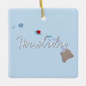 ハワイ州写真の挿入物と町名 セラミックオーナメント (正面)