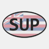 ハワイ州旗のスタンドアップパディング 楕円形シール (正面)