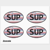 ハワイ州旗のスタンドアップパディング 楕円形シール (シート)