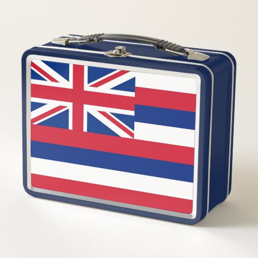 ハワイ州旗の付いた金属製ステンレスランチボックス メタルランチボックス (正面)