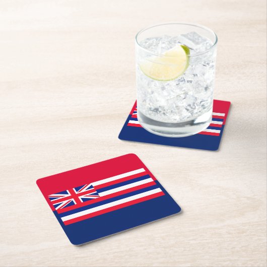 ハワイ州旗デザイン スクエアペーパーコースター (インサイチュ)