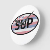 ハワイ州旗立ち上がりパドリング ラウンド壁時計 (傾斜)