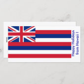 ハワイ州旗、アメリカからのハッピーホリデー シーズンカード (正面/裏面)