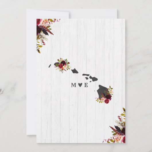 ハワイ州目的地ブライダルシャワー招待状 招待状 (裏面)