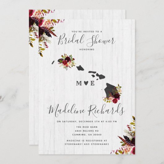 ハワイ州目的地ブライダルシャワー招待状 招待状 (正面/裏面)