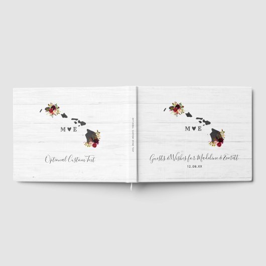 ハワイ州素朴デスティナ結婚ーズモノグラム ゲストブック (全面)