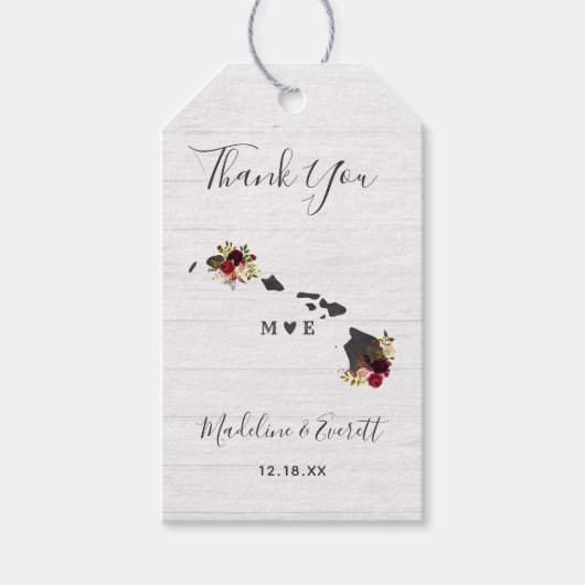 ハワイ州素朴先結婚行きありがとう ギフトタグ (正面)