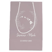 ハワイ州結婚シルエット記念日  ミディアムペーパーバッグ (裏面)