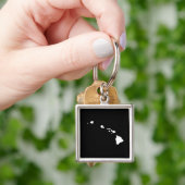 ハワイ州（白と黒） キーホルダー (手)