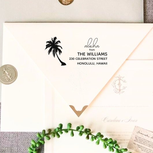 ハワイ差出人住所切手 セルフインキングスタンプ