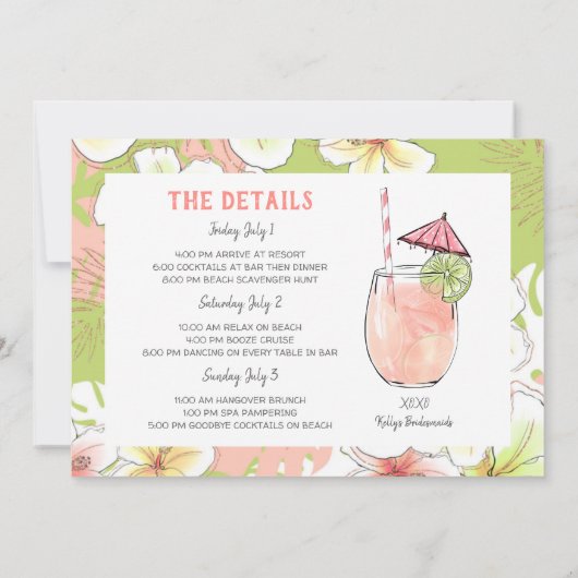 ハワイ挙式前のビーチウィークエンド招待状 招待状 (裏面)