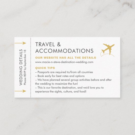 ハワイ挙式 オンライン出欠確認 旅行詳細 エンクロージャーカード (裏面)