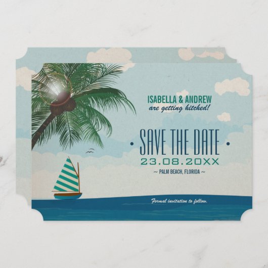 ハワイ挙式・リゾート婚用 Save the Date 招待状 (正面/裏面)