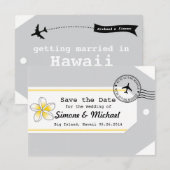 ハワイ旅行をテーマにしたスーツケースタグ Save the Date セーブザデート (正面/裏面)