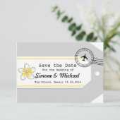 ハワイ旅行テーマのスーツケースタグ Save the Date セーブザデート (スタンド正面)