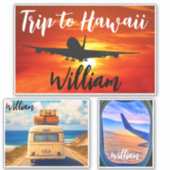 ハワイ旅行（渡航スタンプ）飛行機スーツケース シール (正面)