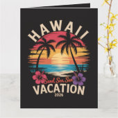 ハワイ旅行 2026 夏休み ビーチ カード (黄色い花)