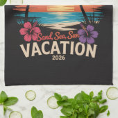 ハワイ旅行 2026 夏休み ビーチ キッチンタオル (折り畳み)