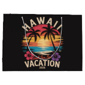 ハワイ旅行 2026 夏休み ビーチ ラージペーパーバッグ (裏面)