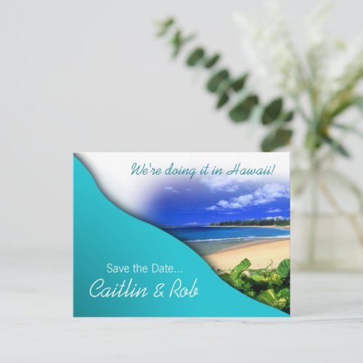 ハワイ日付の保存(アクア海) 案内ポストカード (スタンド正面)