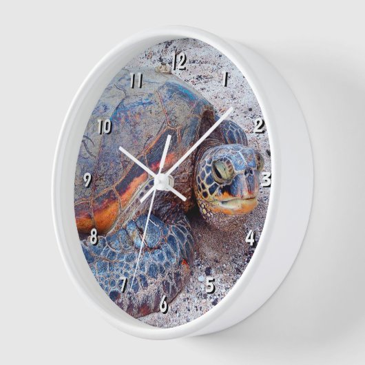 ハワイ本海タートルトロピカルビーチ写真モダン 壁時計 (傾斜)