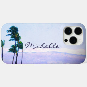 ハワイ沿岸のヤシの木紫色の山の名前 iPhone 16 PRO MAXケース