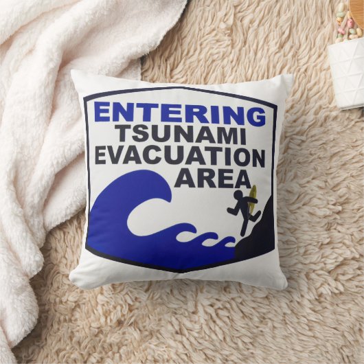 ハワイ津波サインforビーチハウス クッション (ブランケット)