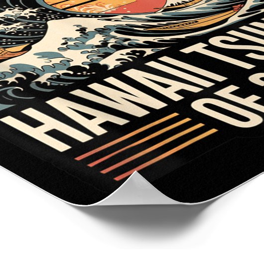 ハワイ津波2025 I生き延び波レトロ ポスター (角)