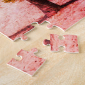 ハワイ海パームツリーヴィンテージ写真オンビーチ時間 ジグソーパズル (側面)