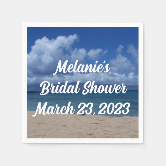 ハワイ海ビューブライダルシャワーナプキン スタンダードカクテルナプキン (正面)