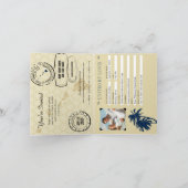 ハワイ海軍ブルーと金ゴールド結婚ズパスポート 招待状 (内部)