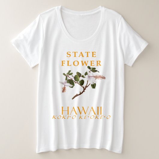 ハワイ準州の花 ヒビスカス・アーノッティアヌス プラスサイズTシャツ (デザイン正面)