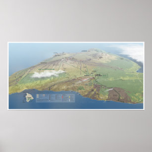 ハワイ火山の地図ポスター ポスター
